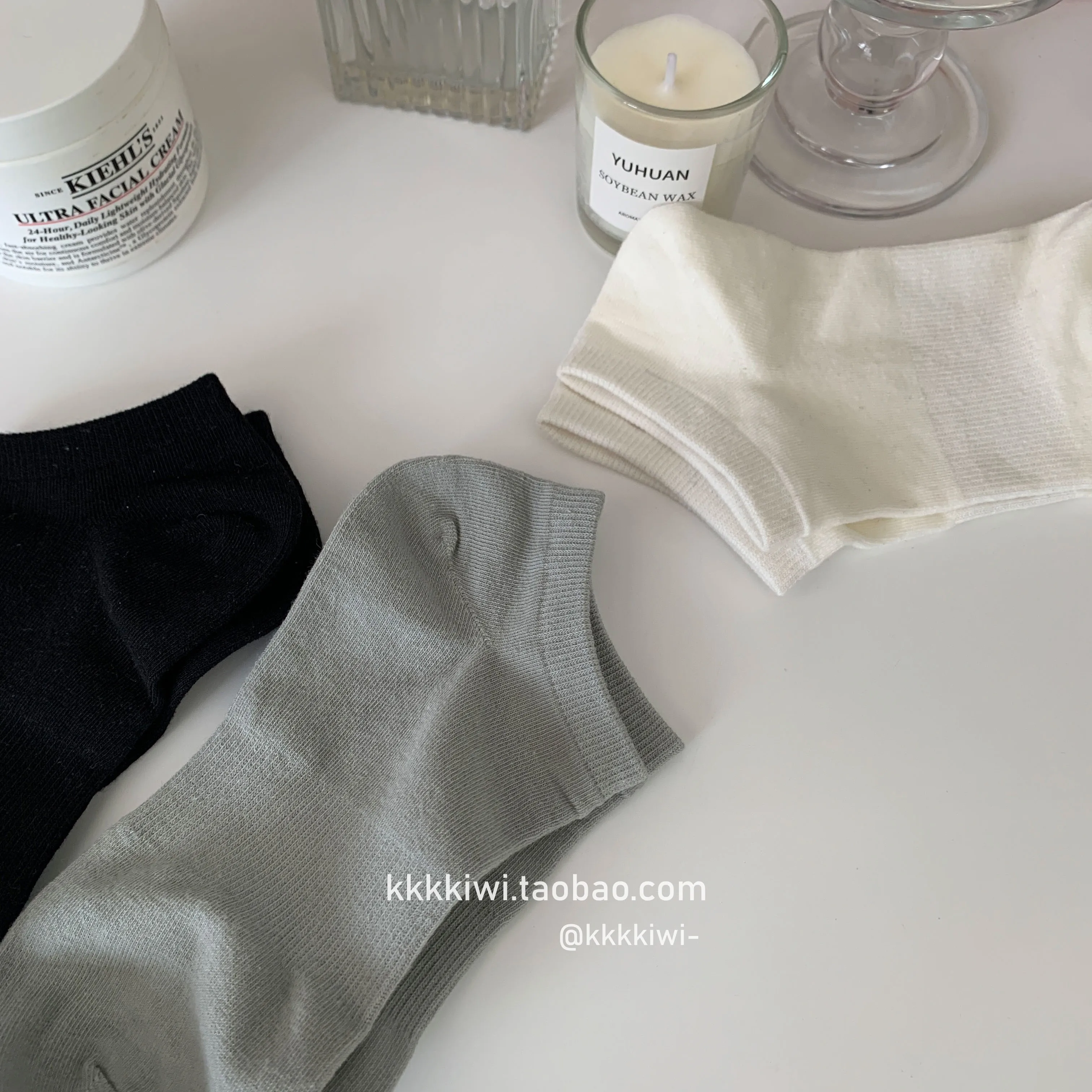 Can Match Everything Black White and Gray Simple Basic Socks ~ Four Seasons Well Wear Soft Glutinous Sports Leisur...