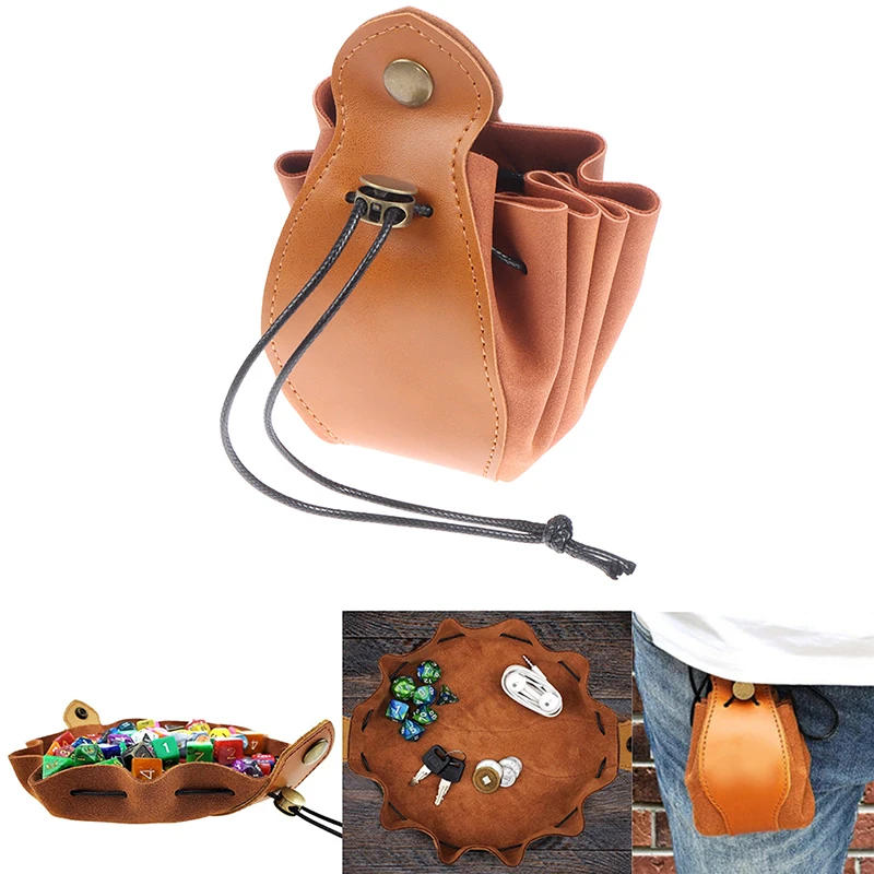 Genuine Leather DND Dice Bag Tray 5 Celtic Designs Cute Drawstring Pouch for D&D Roleplaying RPG Gift Ideas Coin Purse