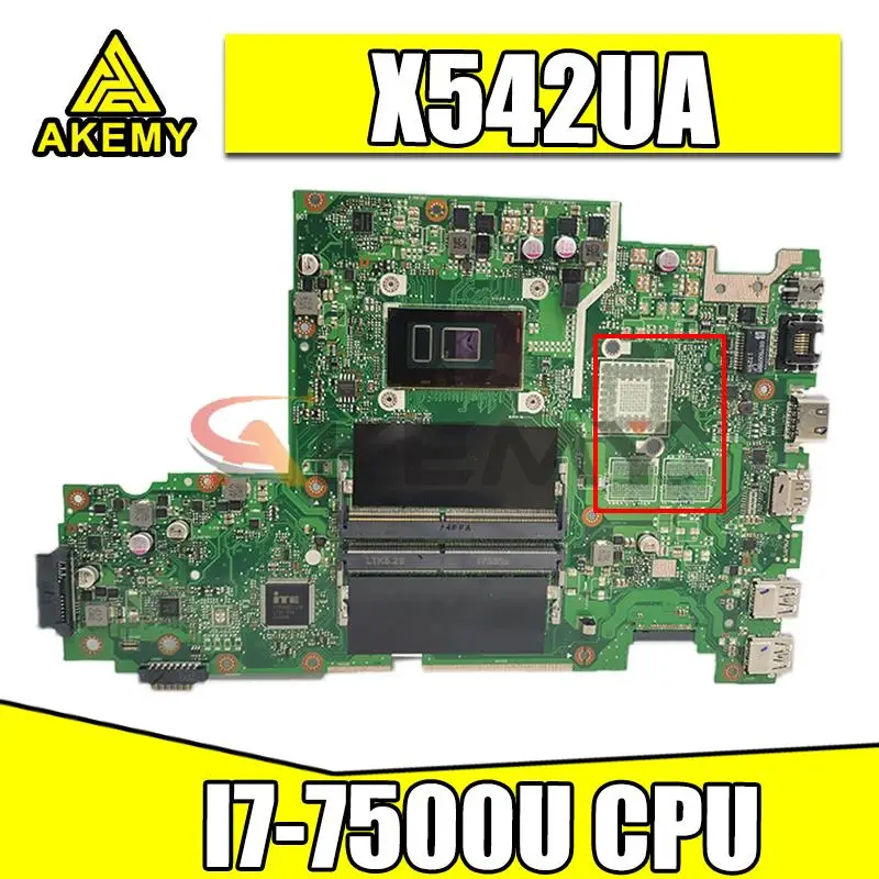 

Материнская плата AKemy X542UA для ноутбука Asus X542U X542UR X542UQ X542UN X542URR X542UA, материнская плата с процессором I7-7500U