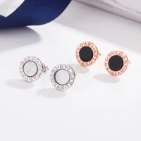 popular stainless steel stud earrings ladies classic simple korean geometric crystal earrings fashion jewelry accessories