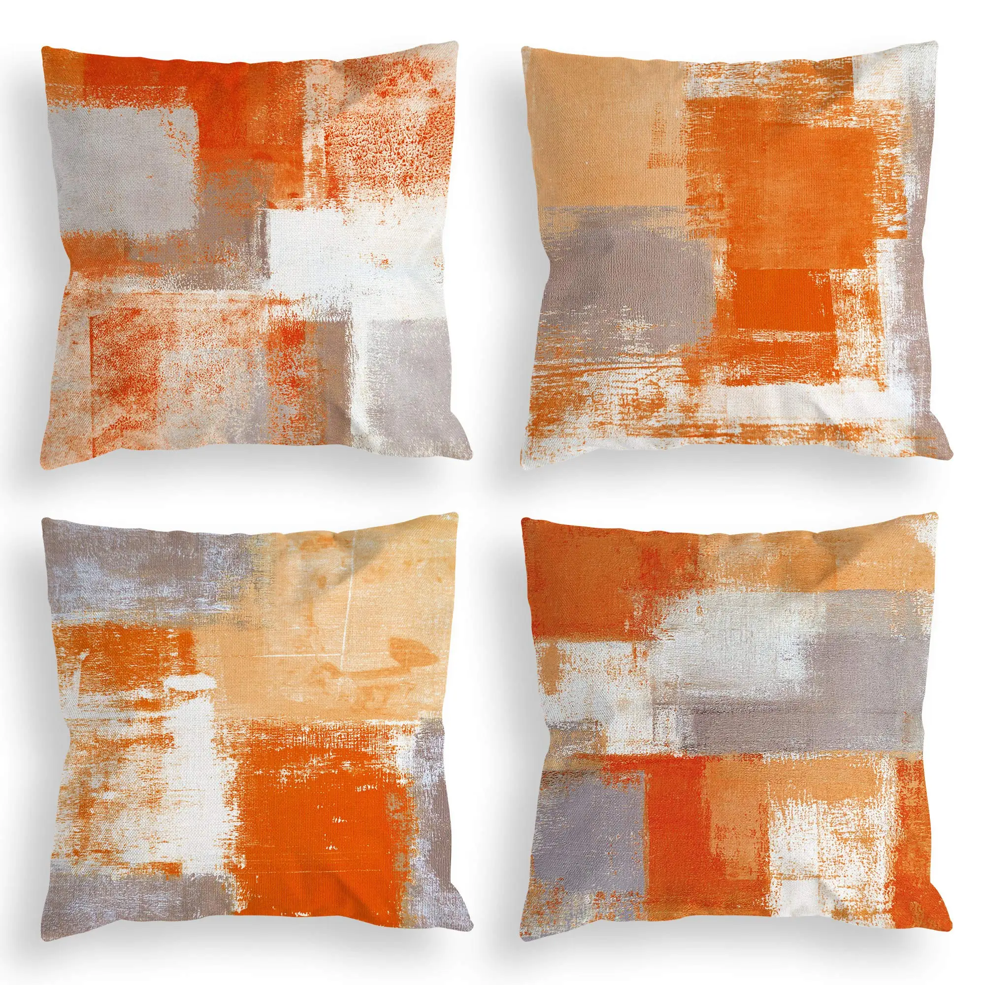 

Orange and gray three-color linen pillowcase sofa cushion cover home decoration can be customized for you 40x40 50x50 60x60