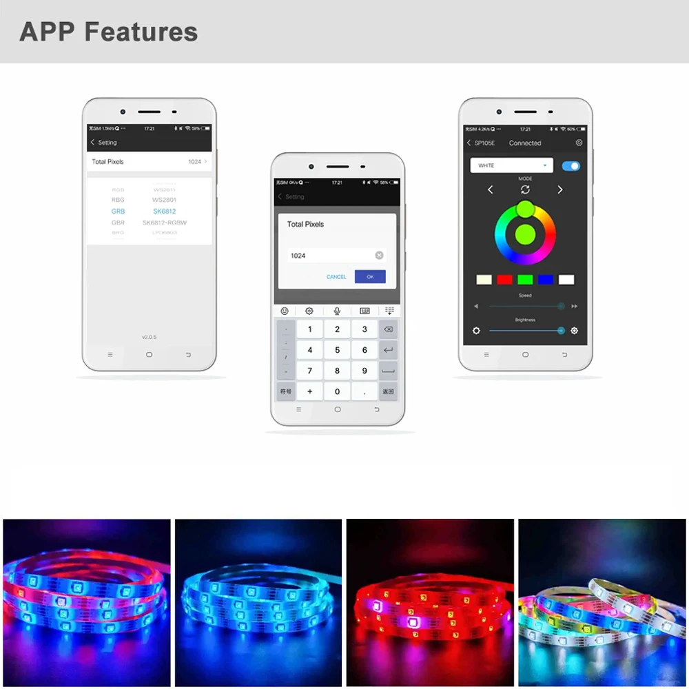 DC5-24V SP105E Светодиодный контроллер Мобильное приложение Bluetooth для 3-контактного
