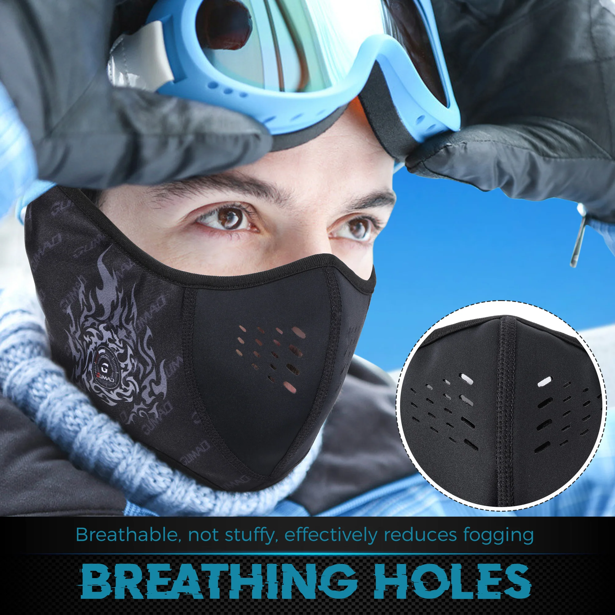 Зимняя флисовая маска-бандана термозащитная маска для лица ветрозащитная грелка