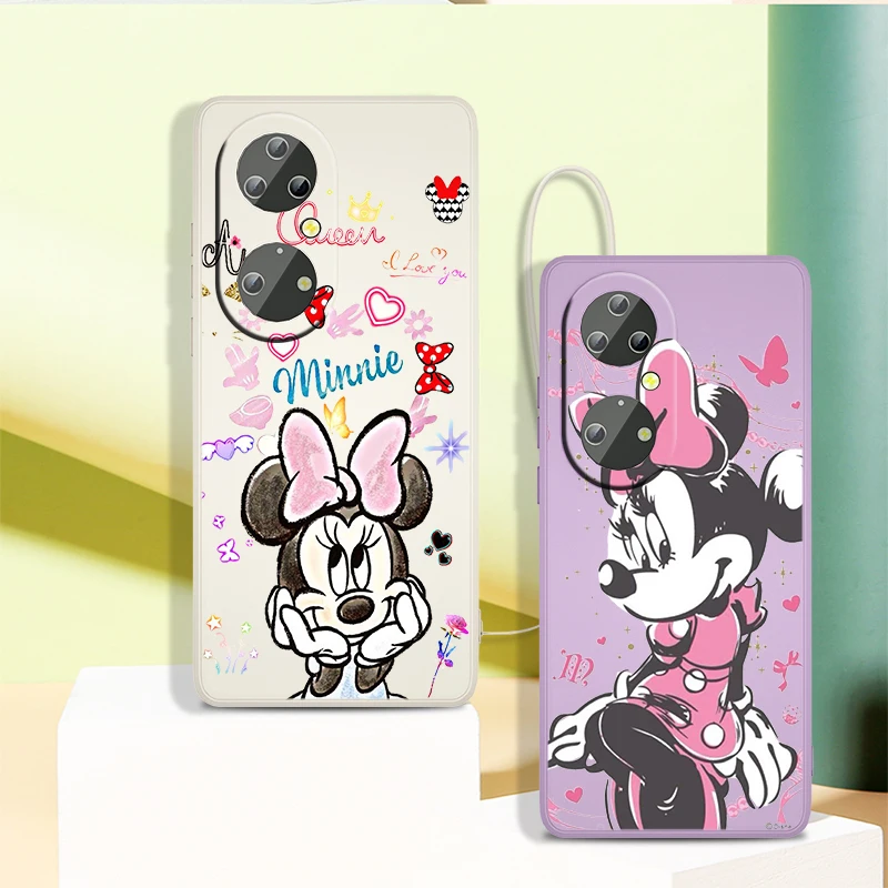 

Cute Minnie Mouse Disney Phone Case For Honor X20 10X X10 60 50 SE 30 30S 20 9C 9X 9S 8A Lite Pro 5G Liquid Rope TPU Cover