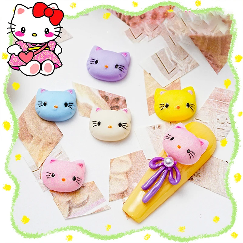 Мультяшный Sanrio однотонные аксессуары для ногтей с кошкой КТ светящиеся