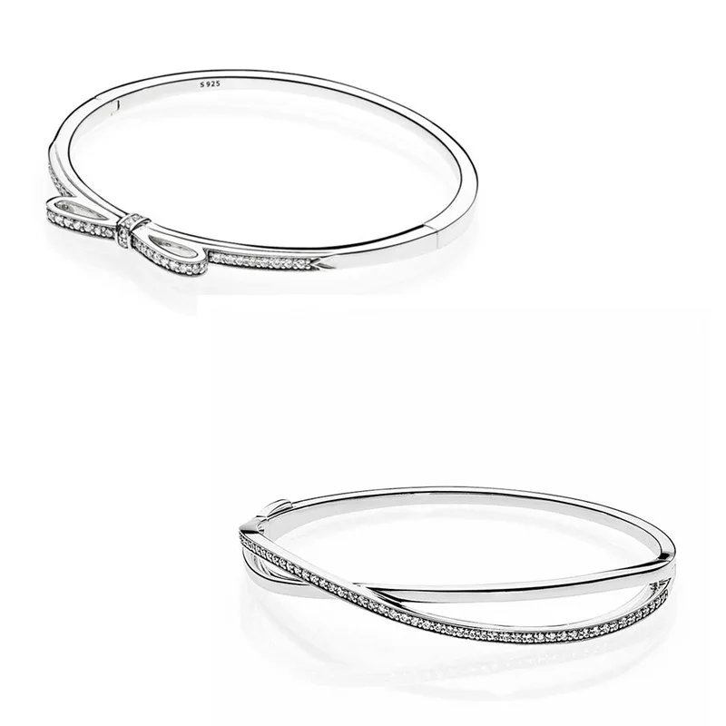 

Authentic 925 Sterling Silver Moments Alluring Brilliant With Row Bracelet Bangle Fit Bead Charm Diy Fashion Jewelry