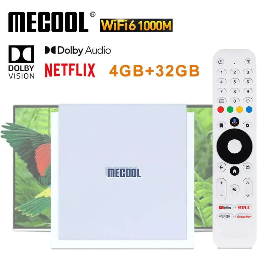 MECOOL KM2 Plus Deluxe Android TV Box с сертификатом Netfilx 4K Doby Atmos/Doby Vision 4 + 32G WiFi6 1000M LAN BT5.0