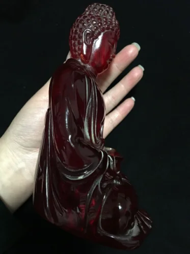 Модные изысканные красные янтарные статуи Будды в китайском стиле коллекционные
