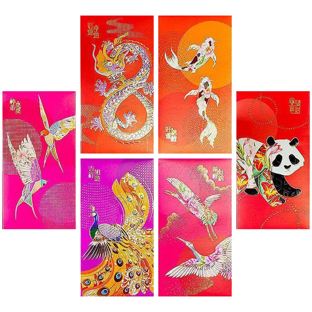 

6 шт., красные конверты в китайском стиле