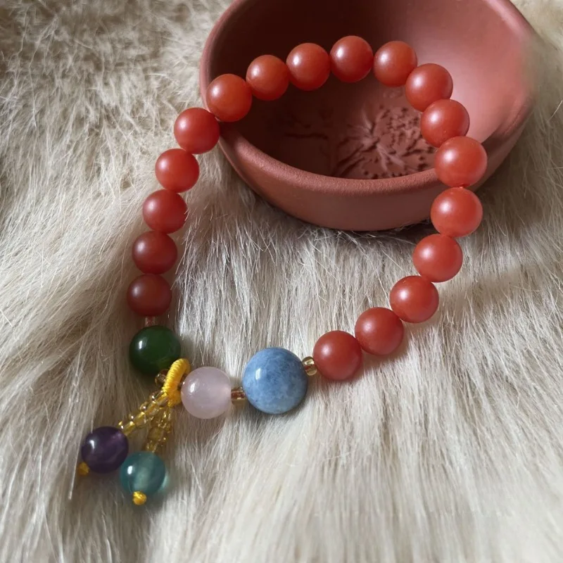 Женский браслет Nanhong из агата Аквамарин с бусинами подарок для подруги и девушки