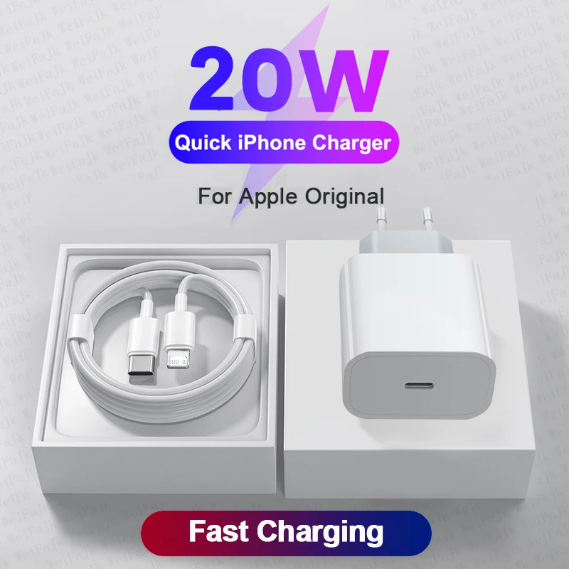 

PD 20 Вт оригинальное зарядное устройство Быстрая зарядка для iPhone 13 11 12 14 Pro Max XR XS X 8Plus AirPods Быстрая зарядка USB Type C кабель для iPhone