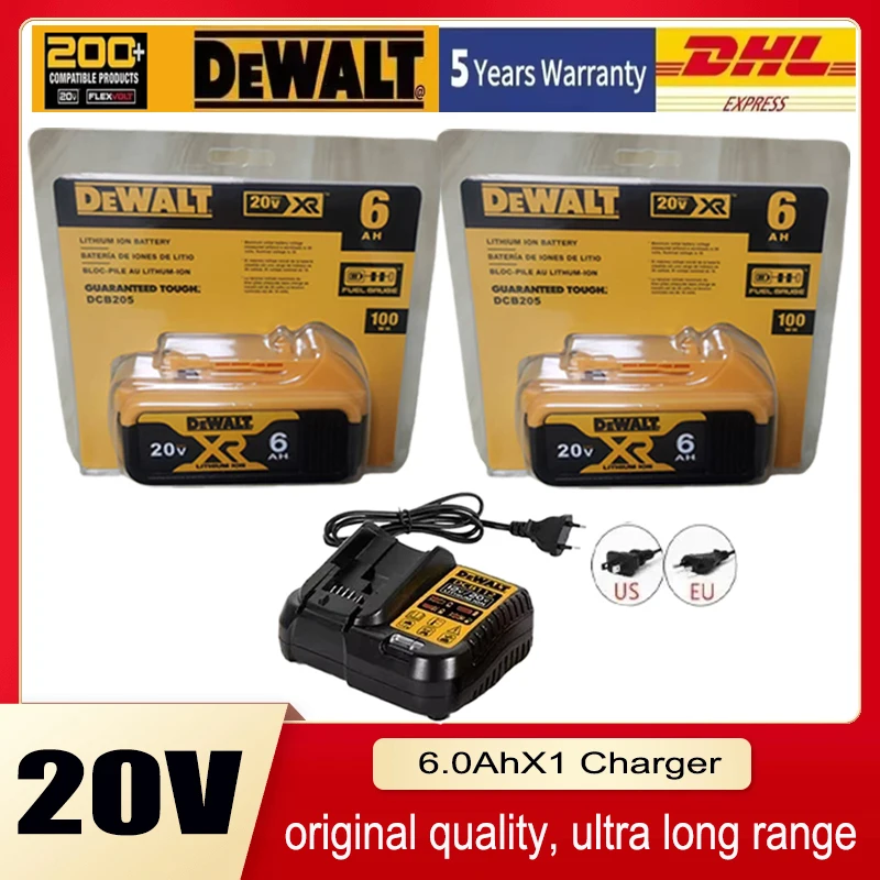 Оригинальный аккумулятор DEWALT20V 6AH, литий-ионный аккумулятор для инструментов DEWALT, DCB115, DCB118, зарядное устройство DEWALT DCB1104