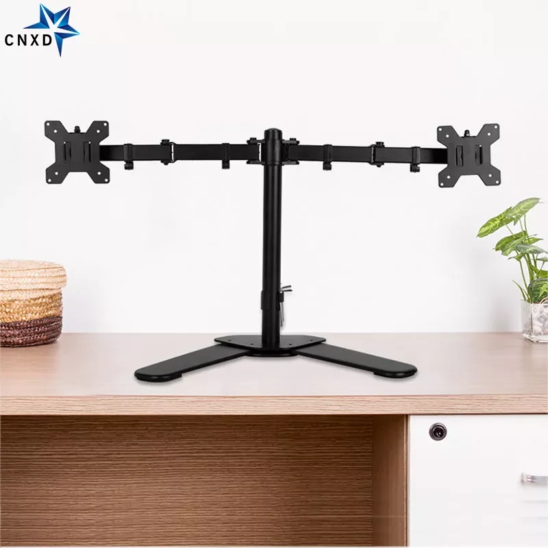 

10-27" Full Motion Dual Monitor Desktop Stand Double Arms 360degree Monitor Mount Rotate Computer Screen Adjustable Table H