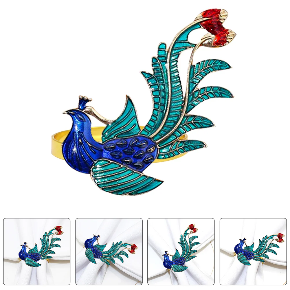 

Jeweled Napkin Rings Set Vintage Metal Crystal Rustic Peacock Holders for Beautiful Dinner Table Decor