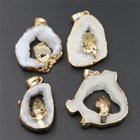 natural stone agate druzy fashion citrine pendants irregular quartz crystal onyx charms diy jewelry making necklace accessories