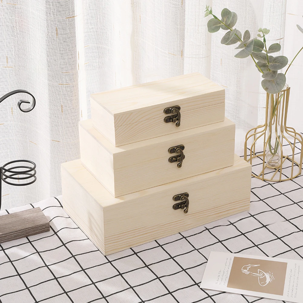 Jewelry Box Retro Desktop Wooden Storage Container Hand Decoration Wood Box Gift Box Home Organizer