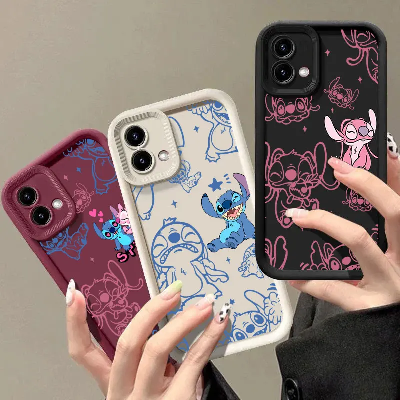 Фото Чехол для телефона с изображением Стича и Энджела для Motorola Moto G06 G56 G86 G96 G100 Edge 60 70 Fusion 50 Pro 40 Neo G85 G84 G75 G53 №2