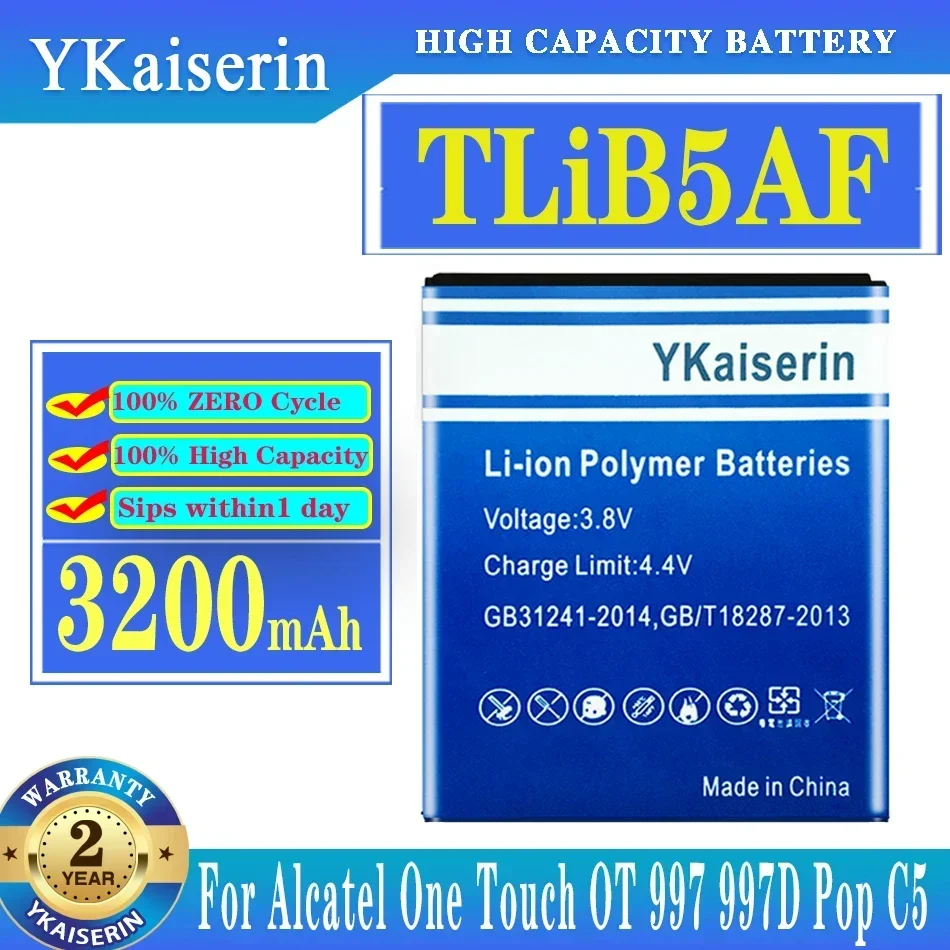 Портативный аккумулятор YKaiserin TLiB5AF 3200 мАч для Alcatel One Touch OT 997 997D Pop C5 5036 5036D 5037 TCL S800 S710