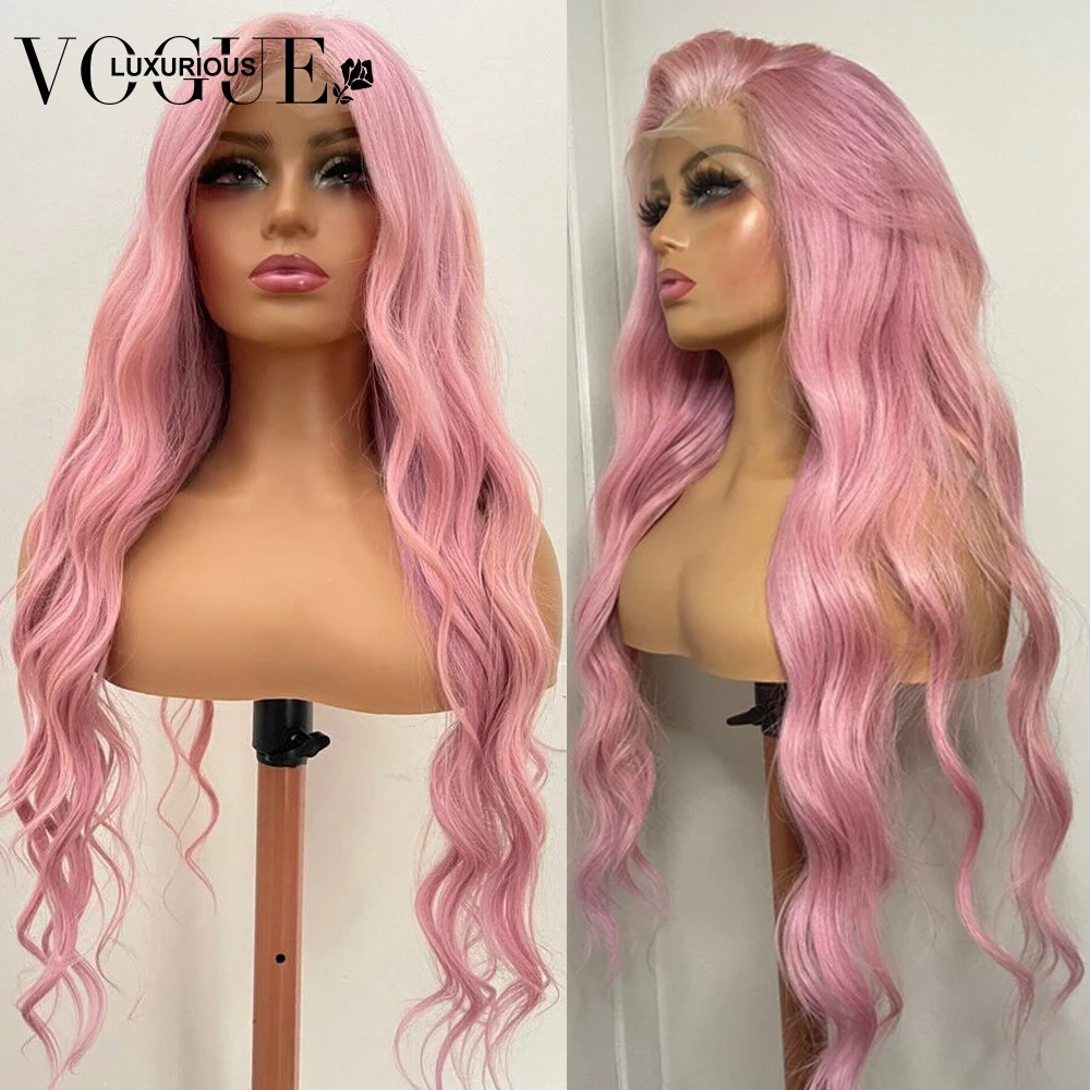 

32 34 Inch Light Pink Loose Body Wave Wig Preplucked 613 Colored Brazilian Virgin Human Hair 13x4 Transparent Lace Frontal Wig