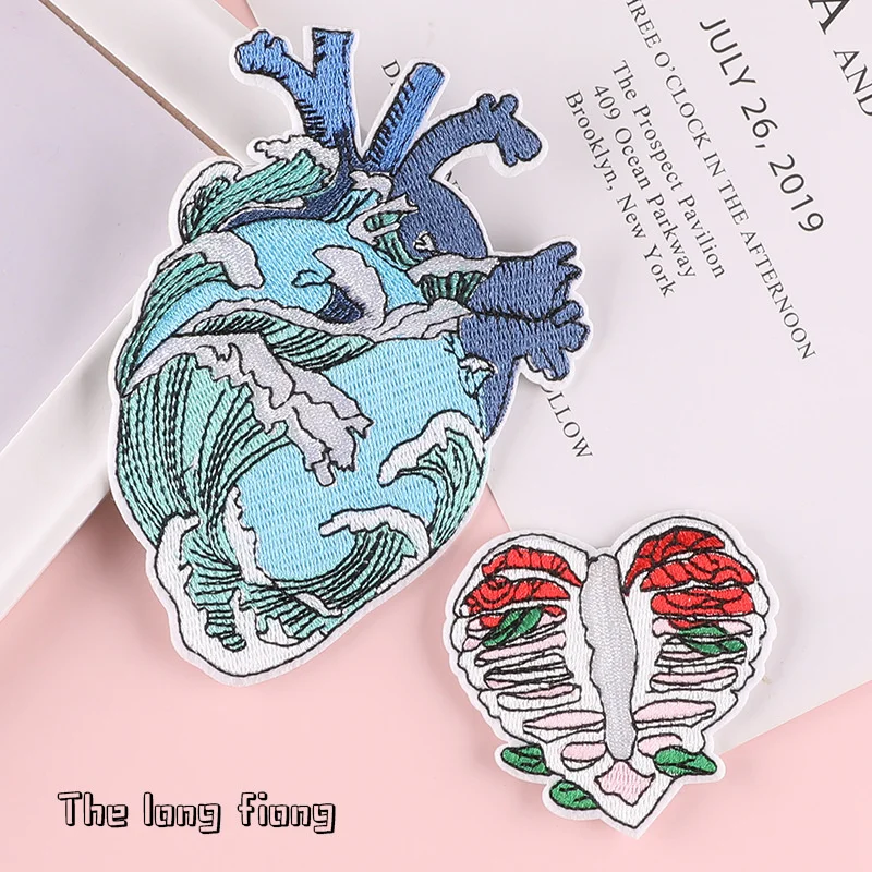 

Punk Heart Patch Clothes Embroidery Badges Fashion Couple Clothing DIY Decorative Accessories Iron On Stickers