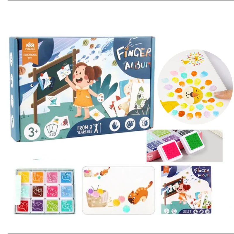 

Diy Coloring for Children Educational Games Kids Finger Inkpad Drawing Scrawl Color Markers Gift Books Paintings Learning Toys