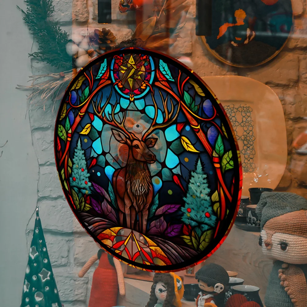 

Elk Window Cling Anti-Collision Static Stained Glass Window Cling Window Decoration