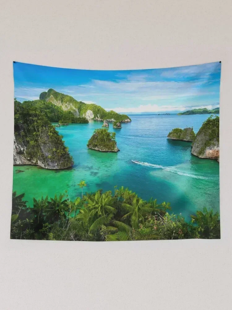 Фото Turqoise Blue Ocean from Cliff - Triton Bay Индонезийский гобелен, милый декор, настенный декор, украшение для спальни, гобелен №2