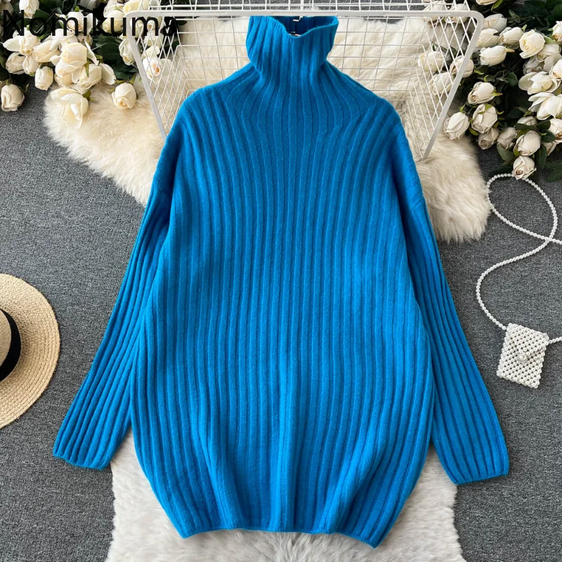 

Nomikuma Pull Femme Hiver 2022 Turtleneck Solid Color Simple Loose Knitted Pullover Women Vintage Fashion Casual Jersey Mujer