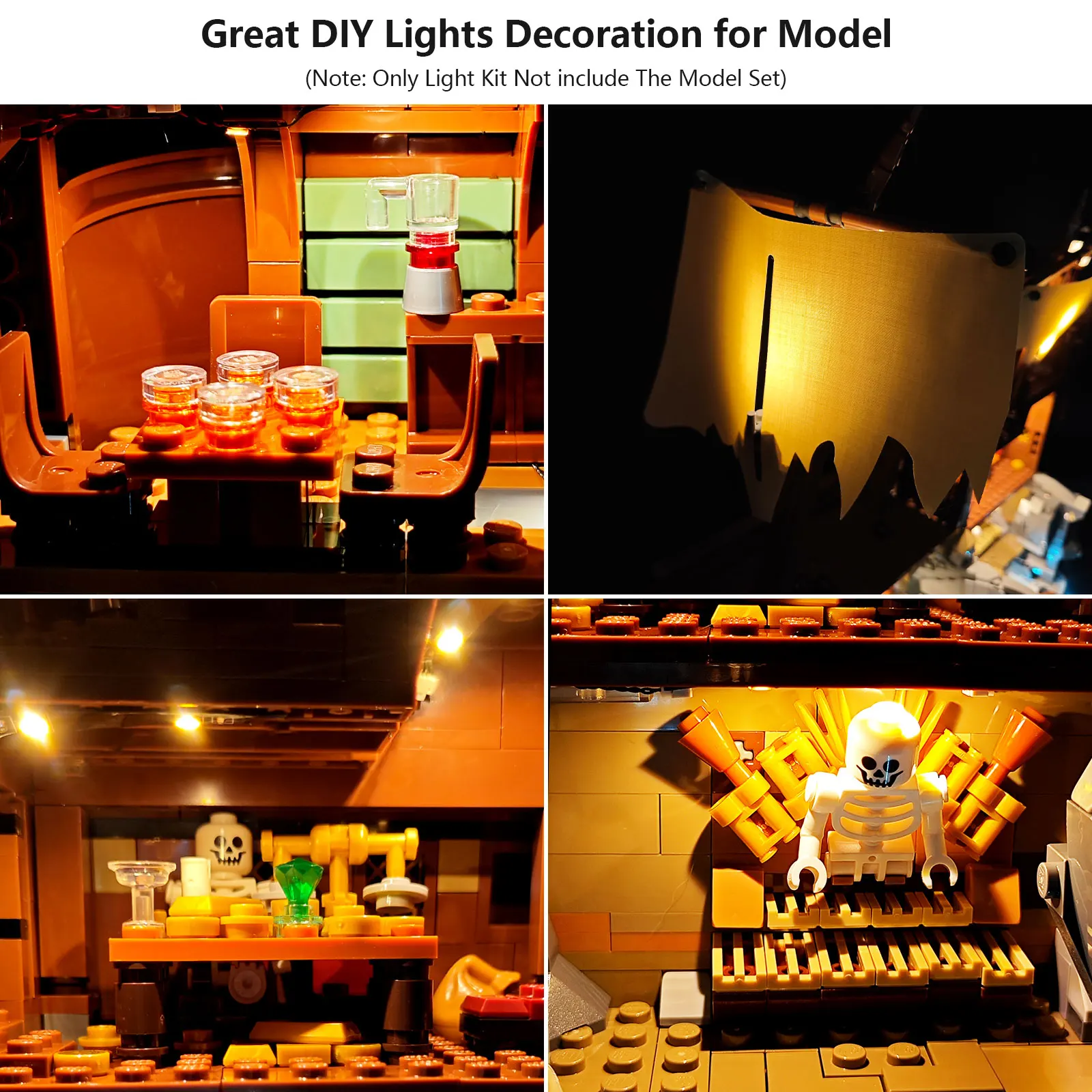 Фото Комплект светодиодного освещения BRIXSPARK для Lego 21363, USB-набор для самостоятельной сборки, подходит для конструктора «Пиратский корабль», кирпичи в комплект не входят. №1
