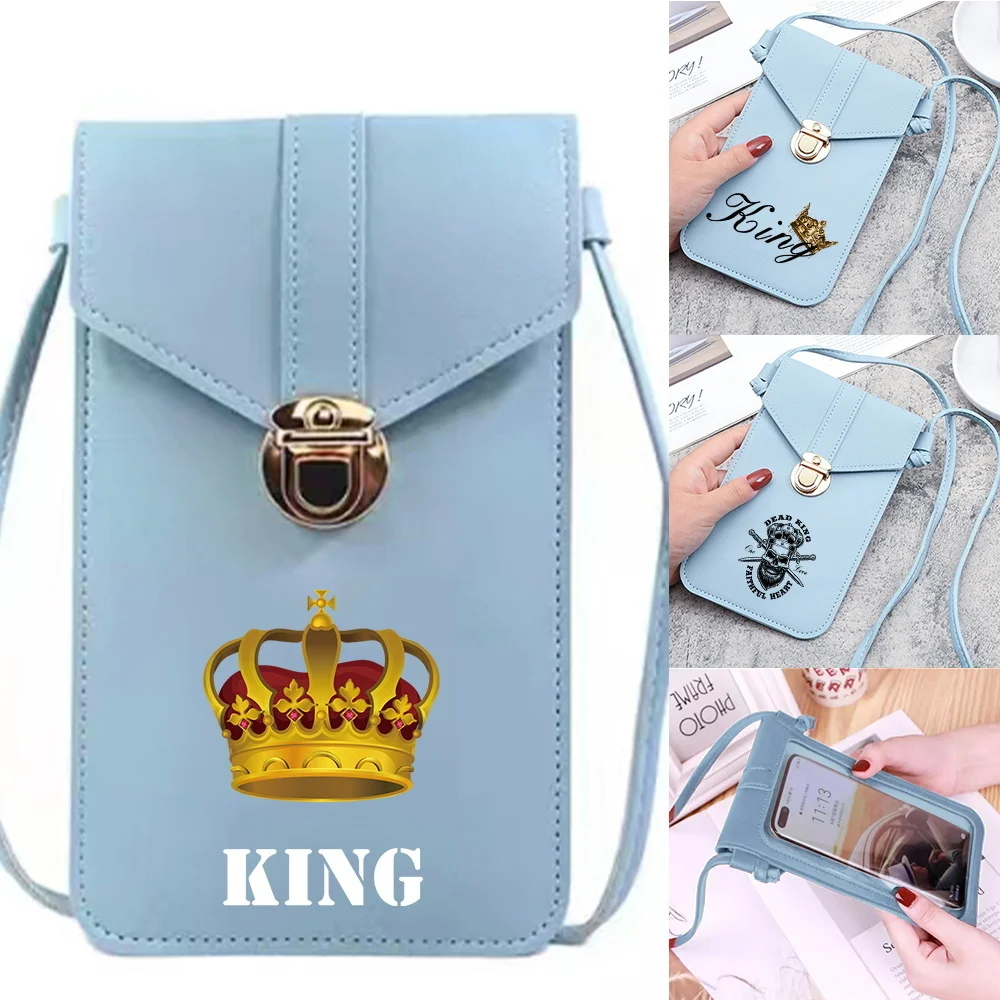 

Оригинальная сумка для сенсорного экрана для Iphone/huawei/xiaomi/samsung, универсальный чехол для сотового телефона с принтом King, женские сумки через плечо, кошелек