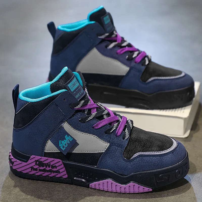 

Мужские кроссовки на платформе, высокие кеды, дизайнерские, на шнуровке, обувь для скейтборда