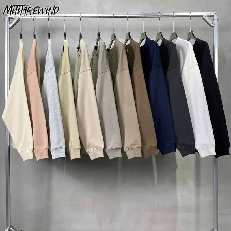 

Модная Повседневная Уличная одежда, свитшоты, пуловер с длинным рукавом и круглым вырезом, однотонные свободные топы большого размера в Корейском стиле на осень и зиму