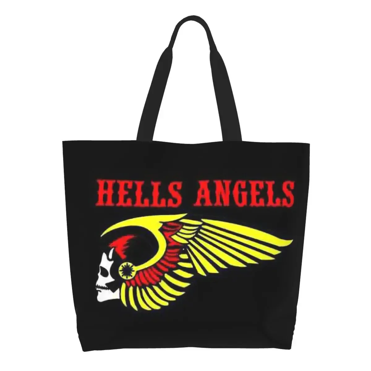 

Kawaii Hells Angels World Logo Shopping Tote Bags Reusable Motorcycle Grocery Canvas Shopper Shoulder Bag