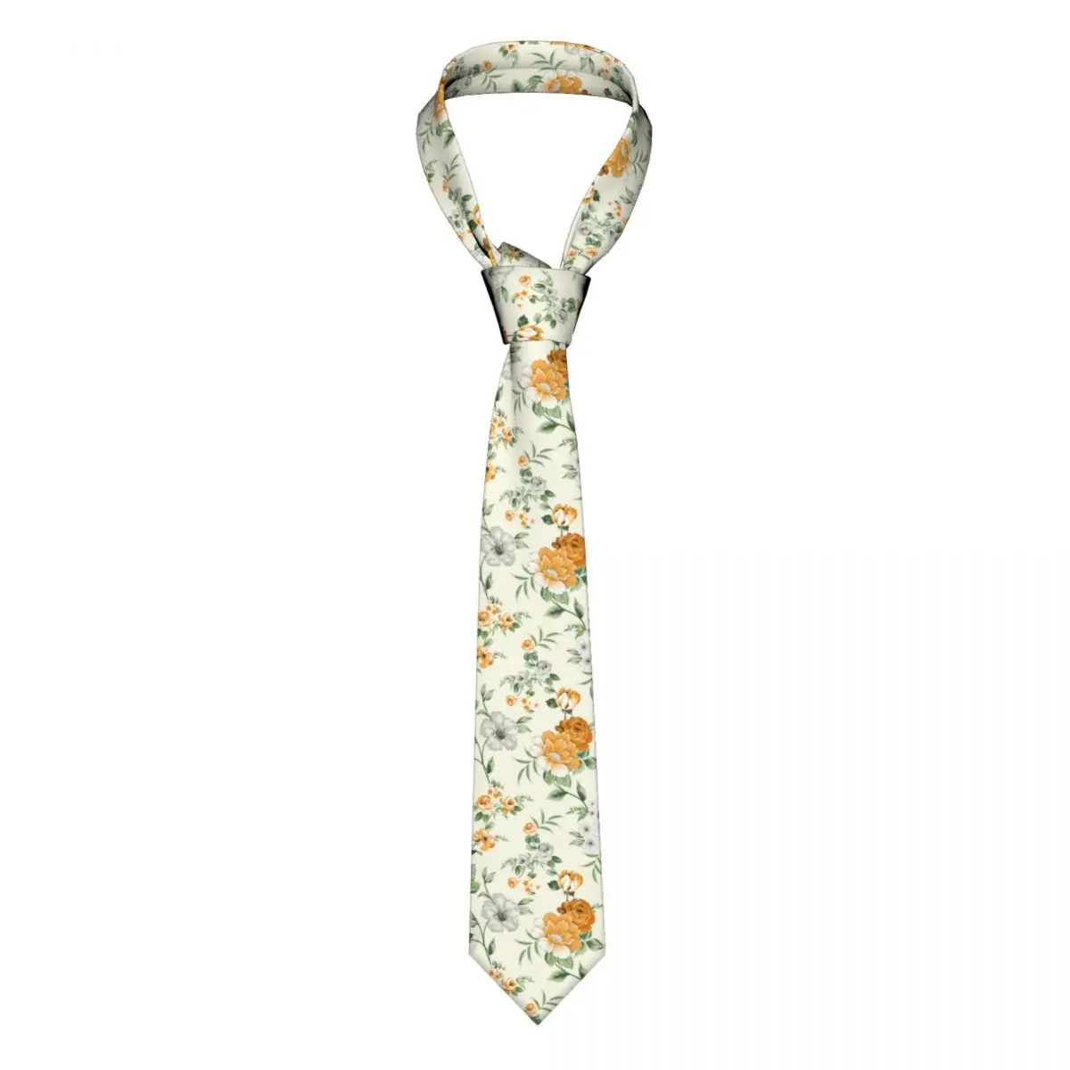 

Vintage Flower Pattern Necktie Men Casual Polyester 8 cm Narrow Yellow Floral Neck Ties Mens Daily Wear Gravatas Wedding Office