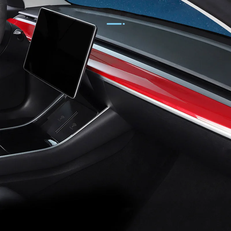 ABS Mid-Console Split set Dash&Door Wood Trim insert Cover for 2021 2022 Tesla Model 3/Y Accessori Dashboard Decor Panel Sticker images - 6