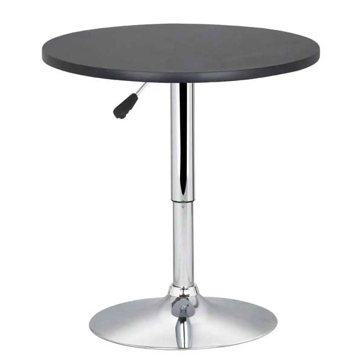 

Adjustable Chrome Base Round Swivel Bar Table for Bistro Café, Black