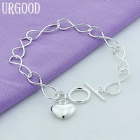 925 sterling silver figure eight chain heart bracelet for women party engagement wedding gift fashion jewelry