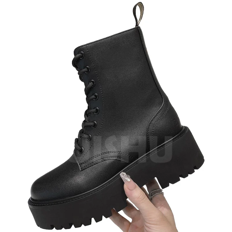 

Women Short Boots Spring Autumn 2023 New Genuine Leather Upper Cross Tied Design Hoof Heels Ankle Boots Versatile Fairy Shoes