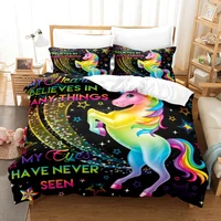 colour dream unicorn bedding set single twin full queen king size dream unicorn set childrens kid bedroom duvetcover sets 02