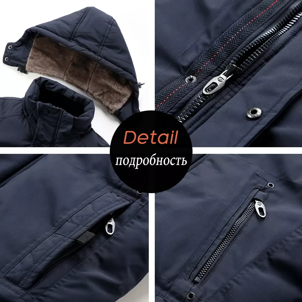 NEW 2021 Winter New Long Casual Thick Fleece Hooded Waterproof Parkas Jacket Coat Men Outwear Fashion Pockets Parka Jacket 46-58
