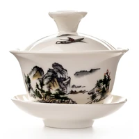 china hand painted tea setdehua high quality white porcelain gaiwan tea porcelain pot set for travel beautiful and easy kettle