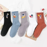 5 pairs high quality new fashion cute women cotton socks harajuku kawaii funny spaceman women casual cartoon socks