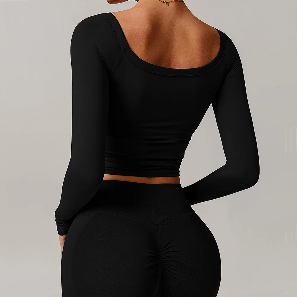 Спортивная женская рубашка с длинными рукавами для тренажерного зала фитнеса