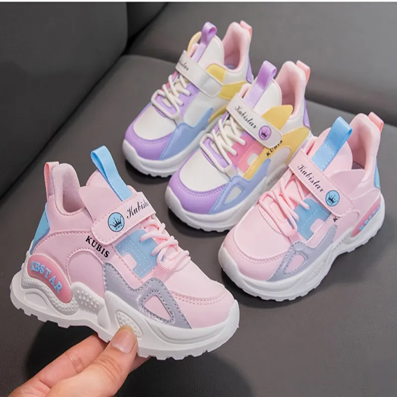 

Girls' Autumn New Color Blocking Sneakers Primary School Students Breathable Mesh Running Shoes Single Shoe zapatillas niño