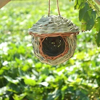 new breathable handwoven straw bird nest warm birds cage outdoor garden decoration grass lair pet accessories hanging nest 2022