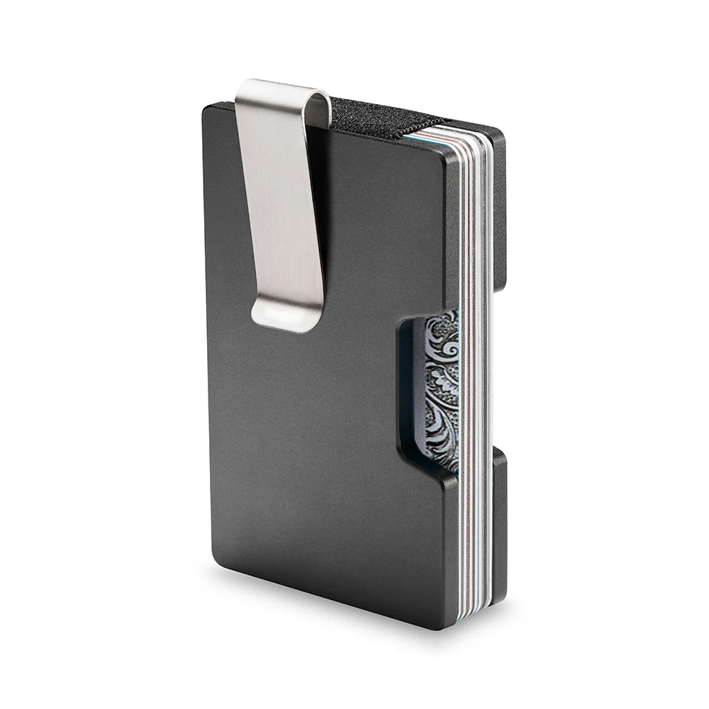 CASEKEY Aluminum Wallet Luxury Metallic Slim Card Holder Black Matte Aluminum Alloy Credit Card Case RFID Wallet for Men Women