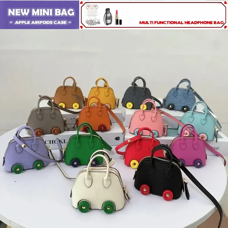 Автомобильный Стайлинг мягкий кожаный чехол для наушников Airpods 1 2 3 Pro2 мини-сумка