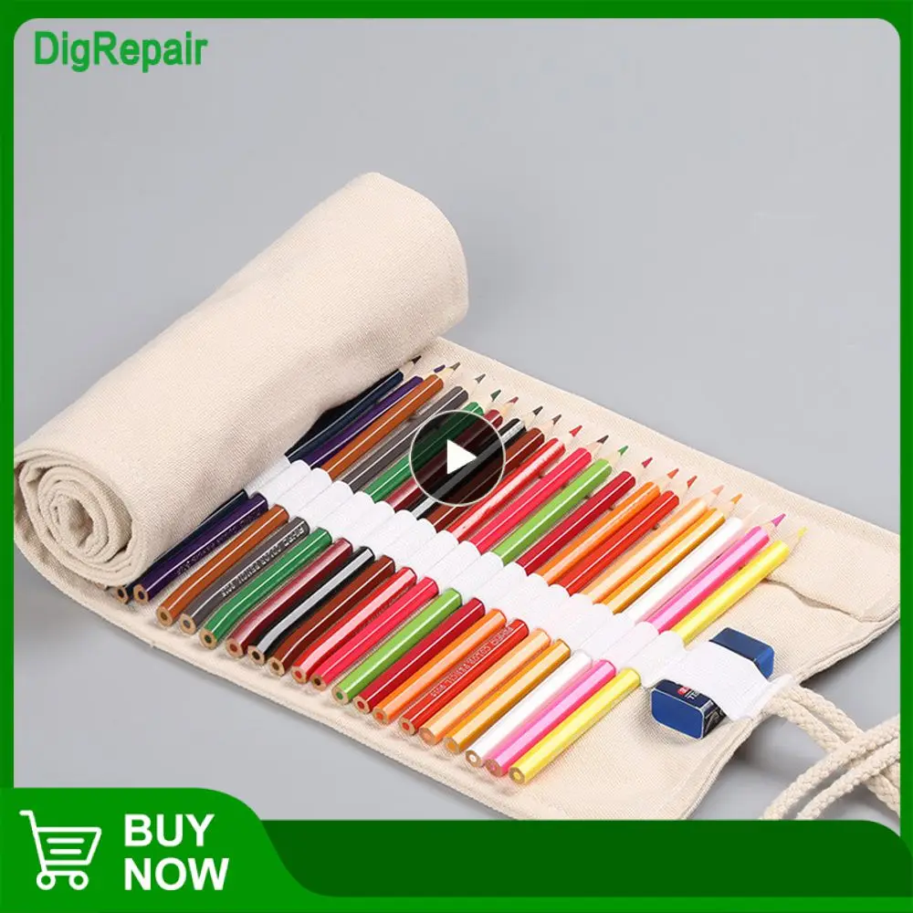 

Pen Curtain 12 Holes Canvas Material Stationery Box Storage Bag Pencil Case Save Space Has Many Uses Stationery Storage 24 Holes