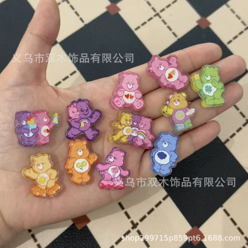 Фото Милые 10 шт. бусины с принтом мультяшных мишек Care Bear для рукоделия, цепочки для мобильных телефонов, подвески для сумок, брелоки, аксессуары для украшений №3