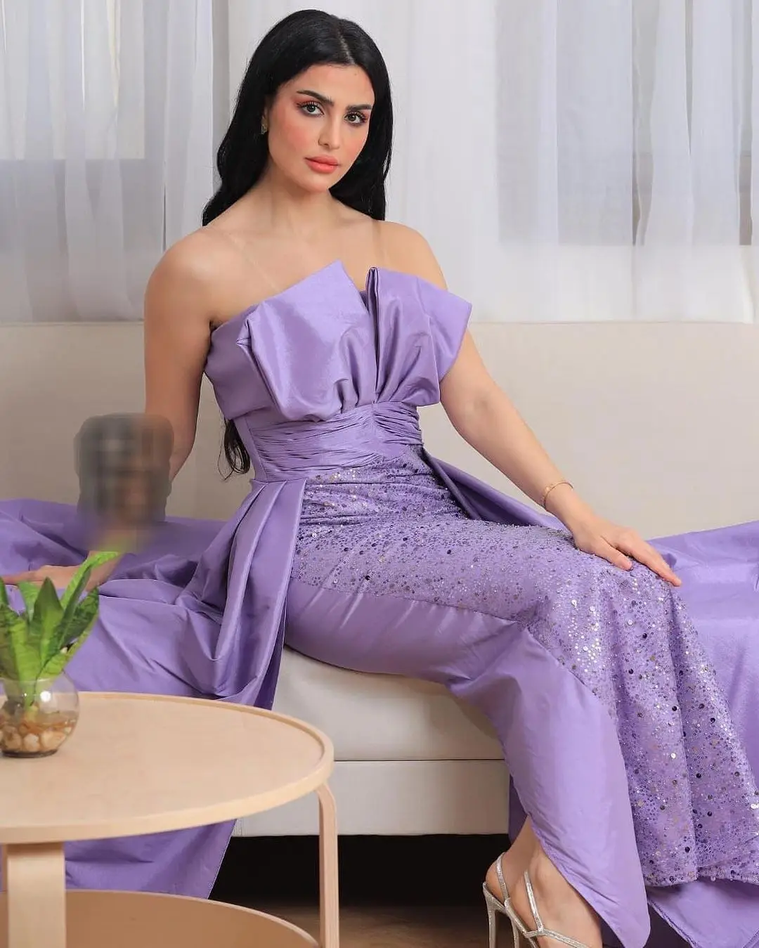 

Mermaid Sleeveless Sequins Lace Prom Dresses Strapless Pleated Taffeta Ankle Length Party Dresses Special Occasion Dresses